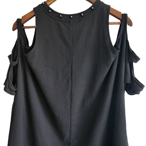 Forever 21 Lips Black Studded Cold Shoulder Top - Picture 3 of 6